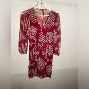 Maroon Aztec print Women’s Dress‎